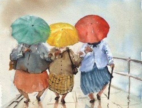 Kvinnor under paraplyer