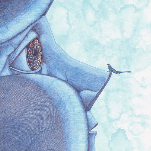 Liten fågel på näsa