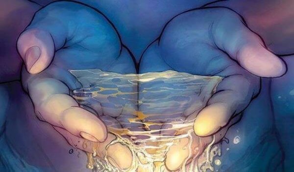 Vatten i kupade händer