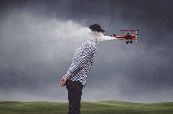 Man och flygplan