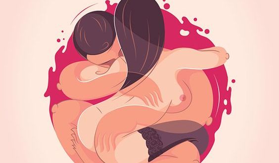 Naket par som kramas