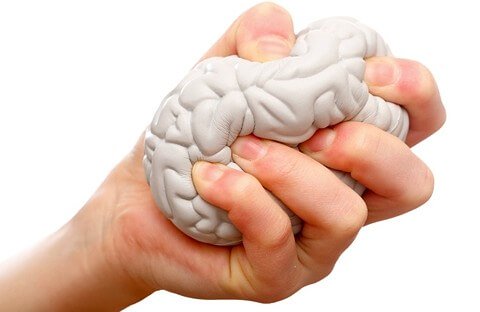 Stressboll formad som hjärna