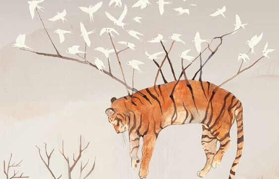 Fåglar bär tiger