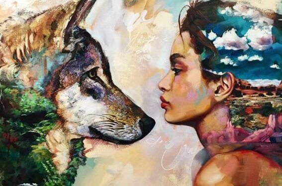 Kvinna och varg