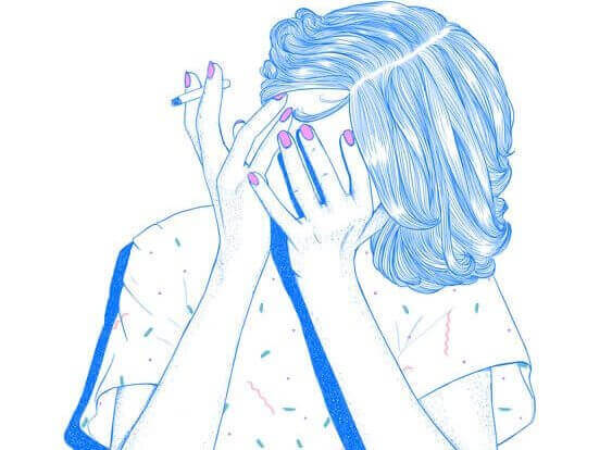 Ung kvinna som röker