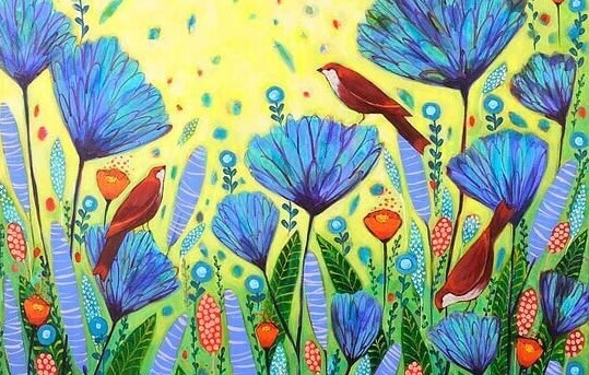 Fåglar och blommor