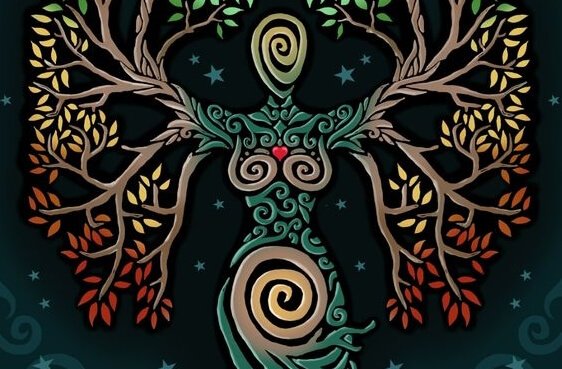 Gudinna formad som ett träd