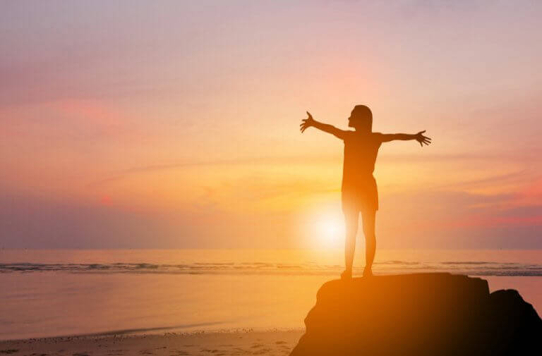 Person vid solnedgång