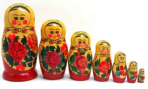 Ryska dockor i olika storlekar