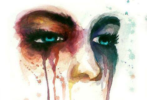 Målning av kvinna som gråter