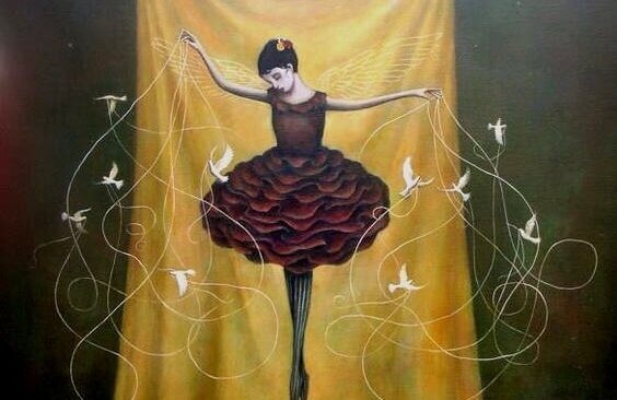 Ballerina med fåglar