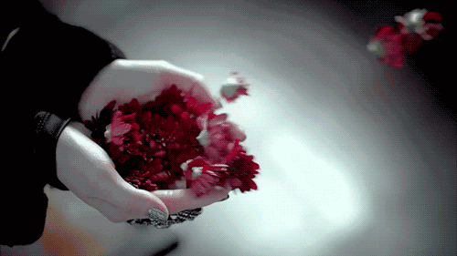 Blommor som lyfter från kupade händer.