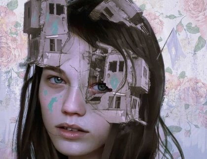 Kvinna med byggnader i ansiktet som behöver förbättra självkänslan