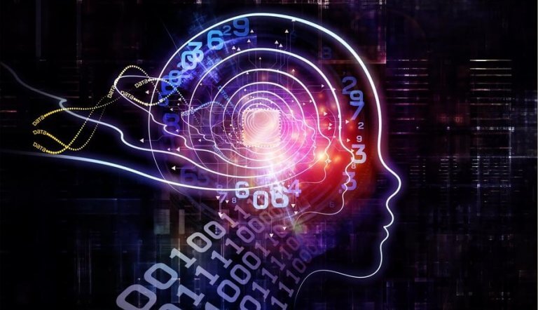 Hjärna med binär information.