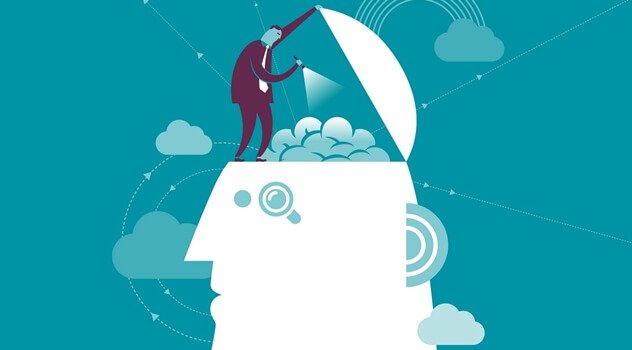 Person som utforskar hjärna.