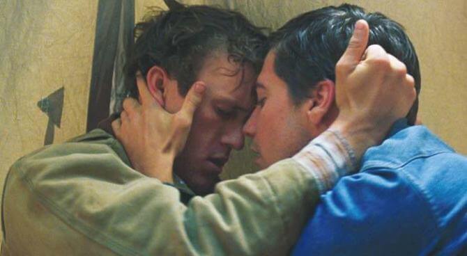 En kärleksscen i Brokeback Mountain.