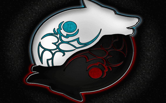 Cherokesstammens symbol med de två vargarna