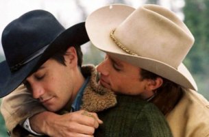 Två cowboys i brokeback mountain.