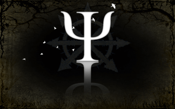 Psykologisymbolen mot svart bakgrund