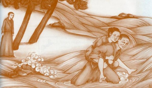 Munk bär på kvinna och illustrerar våra begränsningar