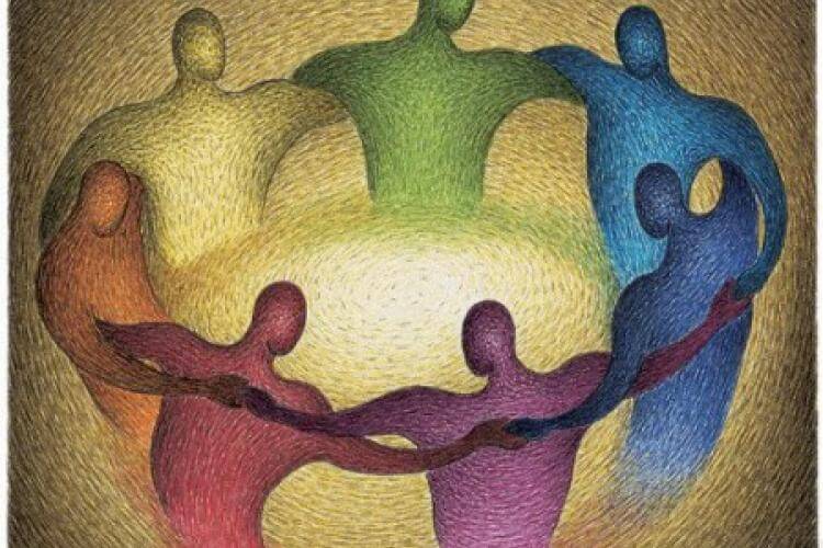 Mänskliga gestalter i cirkel