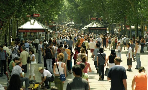 Gatan Las Ramblas i Barcelona i Spanien