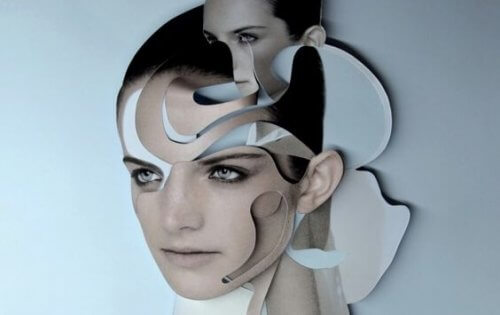 Kvinnoansikte som ger intryck av kontroll