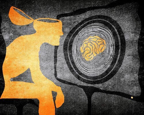 Man med öppet huvud.