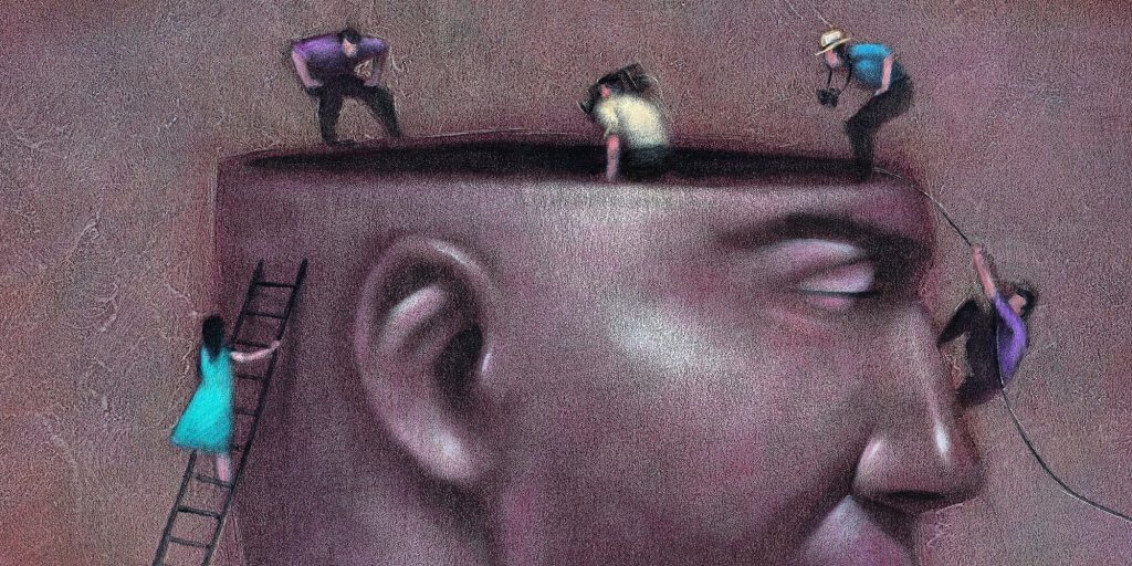 Personer som klättrar in i hjärna.