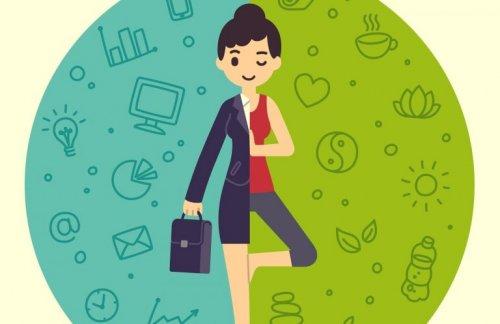 En kvinna som balanserar arbete och hälsa