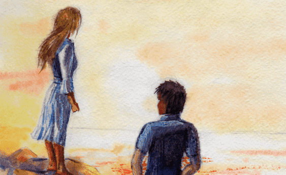 Ett par på stranden