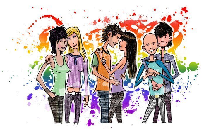 Olika par med olika sexuella läggningar.