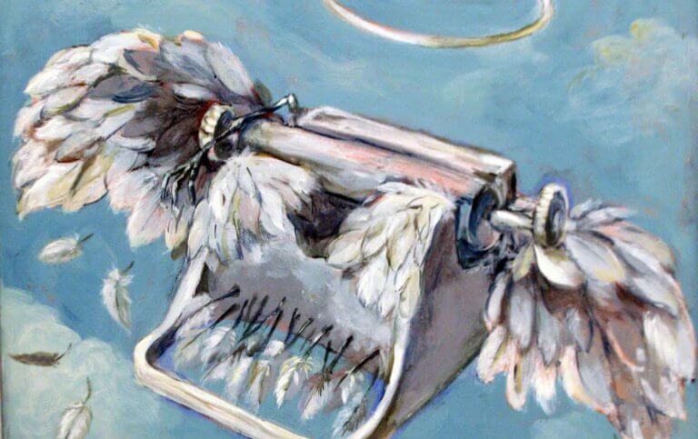 Skrivmaskin med vingar.