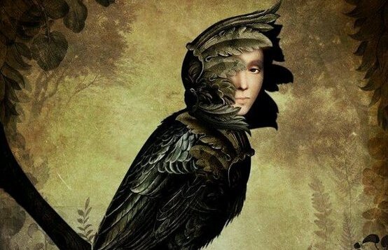 Fågel med människoansikte.