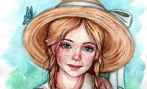 Målning av flicka med hatt.
