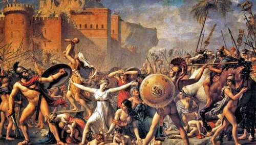 Målning av kvinnor som attackeras