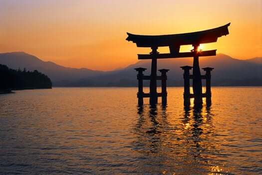 Solnedgång i Japan.