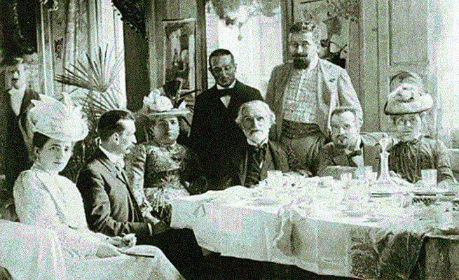 Giuseppe Verdi på en middagsfest.