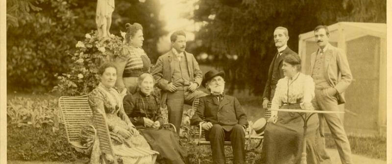 Giuseppe Verdi fotograferad med sin familj.
