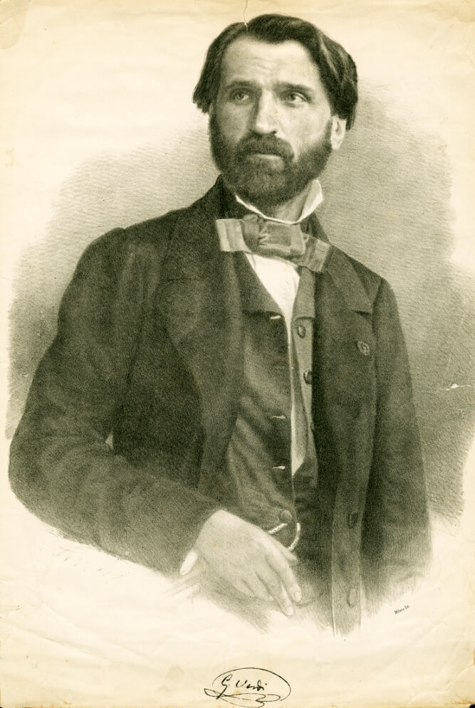 En illustration av en ung Giuseppe Verdi