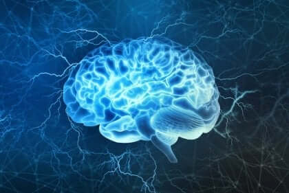 Bild på en blå hjärna