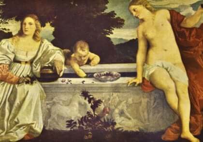Tizianos målning av helig kärlek.
