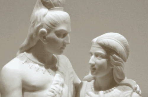 Skulptur av man och kvinna.