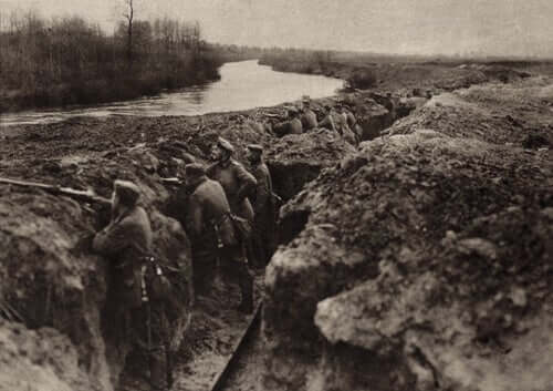 Skyttegrav under det första världskriget.