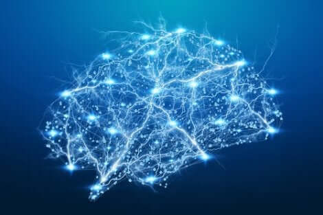 En upplyst hjärna som representerar neuronsynkronisering.