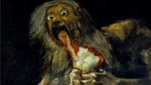 Saturnus slukar sin son av Goya