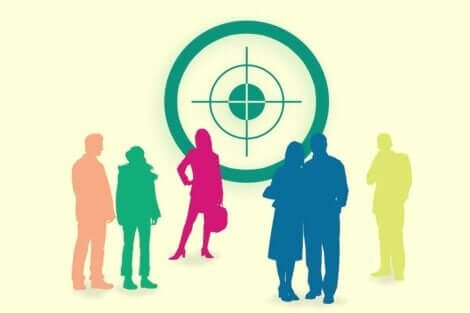 Färgade silhuetter av människor