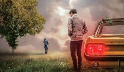 Ett par som står långt ifrån varandra